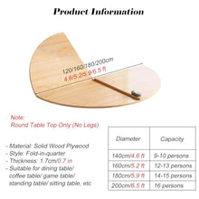 MZZKFC 9-16 Person Round Folding Table, 4.6 5.2 5.9 6.5 FT Solid Wood Event Tabletop, Large Foldable Replace Desktop for Family & Friend Gatherings/Camping BBQ(78.7 in/2m)