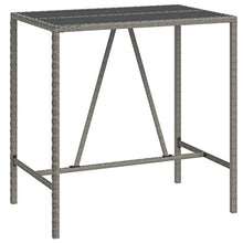 Fisinber 5 Piece Outdoor Bar Set Grey PE Rattan Rectangular Table 43.3" with 4 Stools & Footrest, Modern Design, Powder-Coated Steel Frame for Garden Patio Balcony Dining or Small Backyard Gathering