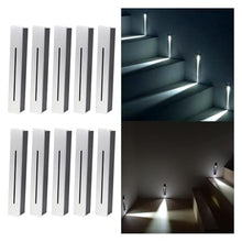 Opaeroo 3W LED Stair Light AC85-265V Step Light Warm White 3000K Cool White 6000K IP65 Waterproof Recessed Wall Light Staircase Lamp, Inside Outside Garden Balcony Corridor 10PCS Silver-3000K
