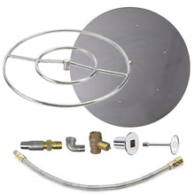 Spotix HPC Round Match Lit Fire Pit Burner Kit with 24-Inch Stainless Steel Burner and 30-Inch Flat Pan, Propane, Polished Chrome, with Flange, Key, Valve, Flex Line and Fittings