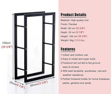 DOIBG Firewood Rack, Firewood Rack 2 Ft Firewood Rack for Outdoor Indoor Fireplace, Heavy Duty Log Holder for Fire Pit/Wood Storage, Wood Pile Logs Lumber Stacker Stand,