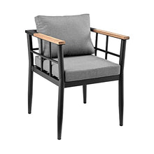Armen Living Ezra Outdoor Patio Dining Chair Set of 2 Dark Grey