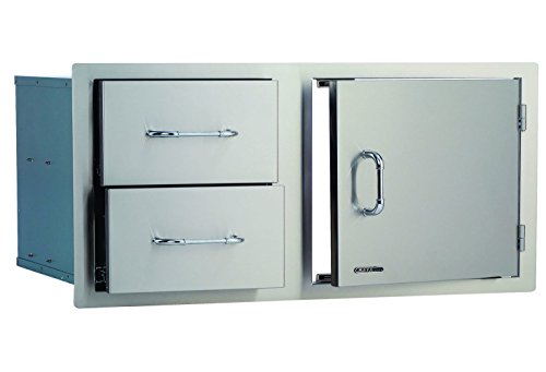 Bull Outdoor Products 55875 38" Door/Drawer Combo – 304 16 Gauge Stainless Steel, Soft Close Drawers, Double Walled Door, Access for Propane Tanks, Rust Resistant Outdoor Kitchen Storage