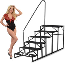 6 Step Hot Tub Steps with Handrail, 660 LBS Heavy Duty Non-Slip Metal Hot Tub Stairs, Outdoor Spa Steps with Safety Railing for Above Ground Pool, RV, Deck and Hot Tub
