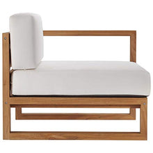 Modway EEI-4253-NAT-WHI-SET Upland Patio Teak Wood 4-Piece Sectional Sofa Set, Natural White