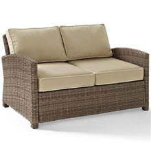 Afuera Living Modern Outdoor Wicker Loveseat, 56" W x 33" H x 32.5" D, Durable Steel Frame, Brown and Sand Finish, UV-Resistant Cushions, Weather-Resistant Patio Seating for Garden or Deck