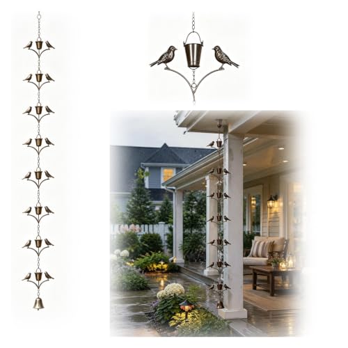 RNLFSP Copper Bird Rain Chain for Garden Meditation Space, Long Lasting