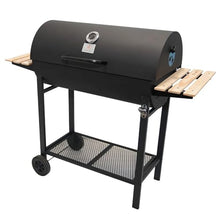 Charcoal Portable BBQ Grill with Wooden Shelf and Wheels, 49.2 in (125 cm) Wide