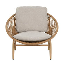 Papasan Style Faux Rattan Patio Lounge Chair w/Removable Cushions for Garden, All Weather Outdoor Accent Chair w/Ergonomic Curved Backrest & Wood Textured Iron Frame for Porch (Set of 2)