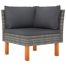 KUPTYERFG 10 Piece Outdoor PE Rattan Sectional Sofa Set, Gray Garden Lounge Furniture with Cushions and Eucalyptus Wood Legs for Patio, Backyard and Terrace, Seats up to 8