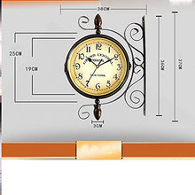 NUHSLF Outdoor Garden Vintage Number Wall Clock, Rotation Double Sided Train Station Clock with Bracket Indoor Decoration Waterproof