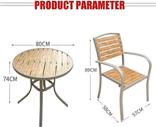 JOMRTS Patio Dining Set Outdoor Round Table and 4 Chairs Set, Waterproof Rust-Proof Sunscreen Aluminum Frame Plastic Wood Table Top Patio Table and Chairs