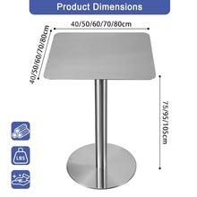 Modern Square/Round Bistro Table Indoor Outdoor Counter Height Bar Table Stainless Steels Coffee Table with Sturdy Base, for Garden Patio Cafe Dining Room Home(Square,40x40x95cm)