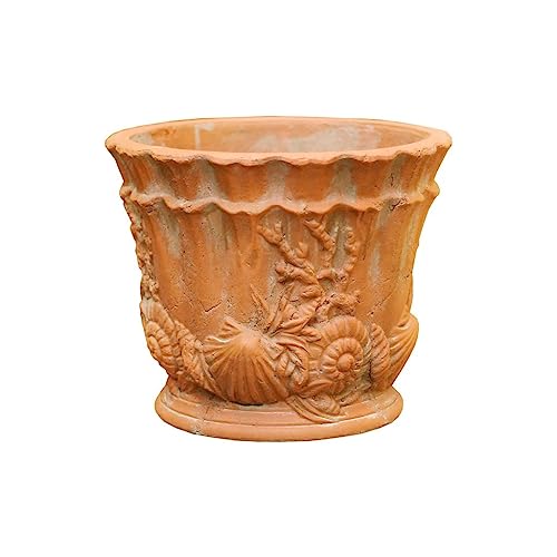 iumLeap Outdoor Indoor Garden Plant Pots Embossed Rough Ceramic Imitation Terracotta Round Retro Old Succulent Large Flower Pot Pottery Pot Large Flower Pot Plant Container Accessories