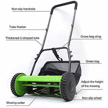 JOMRTS Hand Push Reel Mower, Manual Lawn Mower with Collection Bag, 4 Position Height Adjustment, Lightweight Walk-Behind Lawn Sweeper,12inch, Green