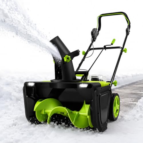 Walk-Behind Snow Blower, 40V Snow Clearing Machine for Driveways 4Batt