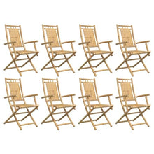 LKJVFCPW Set of 8 Foldable Garden Chairs, Bamboo Outdoor Patio Dining Chairs, Portable Lightweight Weather-Resistant Seating for Backyard Deck Lawn, Brown