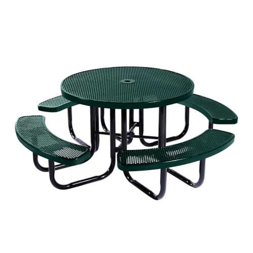COATEDOUTDOORFURNITURE 46In Round Picnic Table, Textured Dark Green
