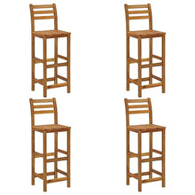 WDGJJFECNMUEHI 5 Piece Patio Bar Set Solid Wood Acacia Outdoor Furniture with Rooftop Shade, 4 Bar Stools & Dining Table for Garden, Backyard, Terrace Durable & Weather-Resistant