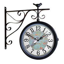 ERTTGWGF Double-Sided Arabic Numeral, 360° European Retro Rotating Clock Decoration, Suitable for Corridor, Outdoor, Entrance Decoration