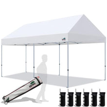 Eurmax USA Upgraded Apex PRO Aluminium 10x20 Pop Up Canopy Tent,Commercial Instant Shelter for Outdoor Events,Patented No-Tip Rolling Bag with 6 Sandbags,UV & Water Resistant,Heavy Duty Gazebo (White)