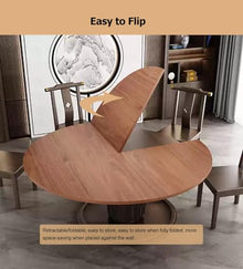 HAIXHX Brown 47.2-94.5 in Foldable Round Table Top Extender, Large Universal Circle Wooden Table Top, Replace Table Top, No Legs, Home or Commercial Use, Easy to Store(Diameter 86.6"/220cm)