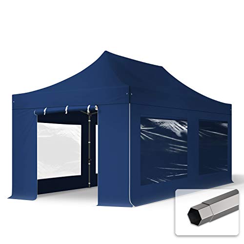 TOOLPORT 10x20 ft PES 750 Pop Up Canopy Tent, Steel, Blue