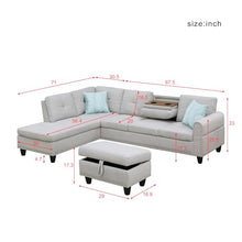 FANYE L-Shaped Modular Sectional Sofa Light Gray-a
