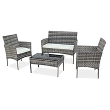 DUYHBAWRS Three Colors Patio Furniture Set Outdoor Living Room Balcony Rattan Four-Piece-Brown(D)