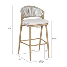 Christopher Knight Home Hearth 30.25" Patio Barstools Set of 2, Woven Wicker Counter Stool, Aluminum Frame Barstool, PE Rattan Scallop-Shape Backrest Woodlike Stool for Backyard Balcony, Maple