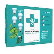 Miracle LED Plant Survival Indoor Grow Light Kit - 4 Multi-Plant Blue Spectrum Bulbs & 4-Socket Fixture with Timer Blue Spectrum
