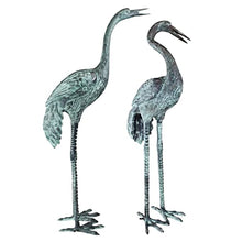 Design Toscano Emerald Verde Large Cranes Cast Bronze Garden Statue Set Verdigris