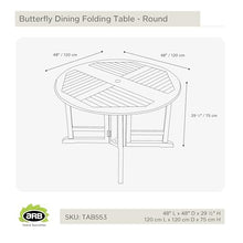 Teak Folding Butterfly Dining Table - Round 48" (120 cm)
