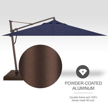 Treasure Garden AKZ PLUS Cantilever Umbrella 10'x13' Rectangular Sunbrella Spectrum Indigo Canopy and Bronze Frame with Rolling Base