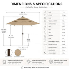 Treasure Garden 11ft Double Wind Vent Patio Umbrella – Outdoor Market Umbrella – Deluxe Auto-Tilt – Bronze Aluminum Frame (Sunbrella, Heather Beige)