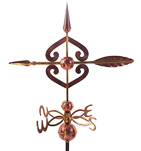 Dalvento 408C Scrolled Arrow Weathervane Pure Copper Directionals and Globes, Large