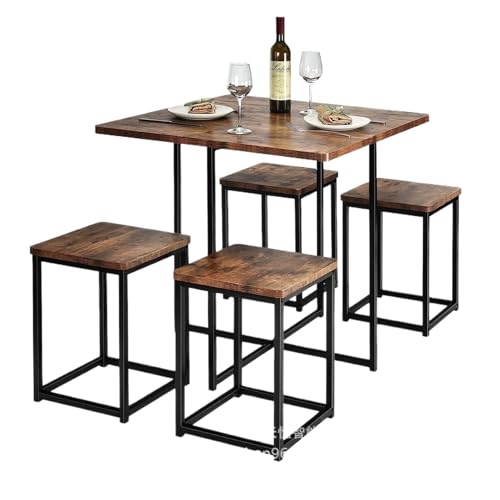 FURUIM2024M Dining Table Four Person Dining Table Set Kitchen and Dining Table Set 4 Square stools Table and Chairs Dining