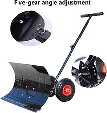 Efficient Snow Shovel with Wheels Snow Shovel with Wheels for Driveway Doorway Heavy Duty Efficient Rolling Snow Plow for Snow Removal Adjustable Handle Anti-Skid Wheels