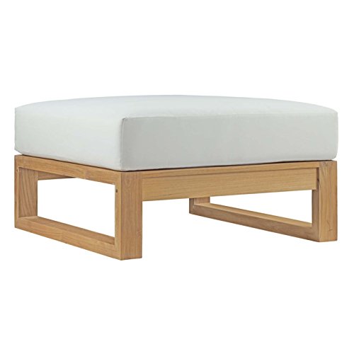 Modern Contemporary Urban Design Outdoor Patio Balcony Ottoman, White, Wood