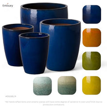 Emissary Home and Garden Bullet 18 in. Blue Ceramic Round Planter (18 in. L x 18 in. W x 21 in. H) with Drainage Hole