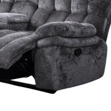 Benzara Manual Recliner Loveseat, Pillow Tufted Dark Gray, 81 Inch