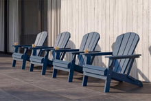 Patio Kingdom Folding Adirondack Chairs Set of 6 with Cup Holders, Heavy Duty HDPE Plastic Outdoor Chairs, Weather Resistant Heavyweight Patio Furniture Set for Deck, Fire Pit, Backyard, Navy Blue