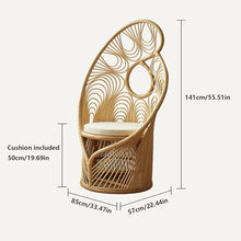 LIAN16PENG Wicker Chairs Vintage Artistic Rattan Chair with High Backrest, Phoenix Tail Design, Rattan Leisure Chair for Outdoor Relaxing on Balcony or Patio Patio Chair