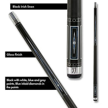 KATANA KAT16 Pool Cue Black with Blue & Grey Inlays 18oz