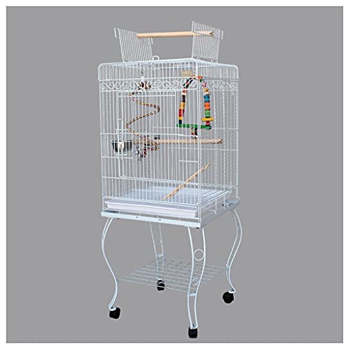 QTBH Flight Cage Pet Interactive Racks and Movable Parrot Cages are Suitable for Canaries Small Parrots, Finches, Love Birds and Parakeets Bird Cage (Color : White)