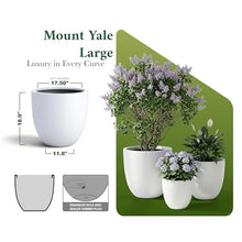 DTY Mount Yale 19.7" D x 18.9" H (Pot Opening 15.4") Fiberstone Planter with Drainage Hole, Weather Resistant for Indoor and Outdoor, 2 Extra Coco Mats - White, Large