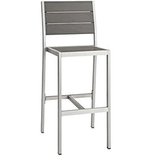 Modway Shore 7-Piece Aluminum Outdoor Patio Pub Bistro Set Silver Gray