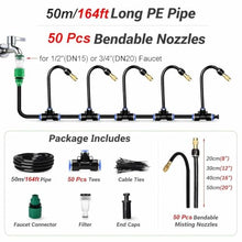 Plant Watering Devices 360° Bendable Nozzles, 4 Spray Modes, Mist Cooling Kit for Road Canopy Deck Umbrella(H 20 in(50cm) Nozzle,L 295ft(90m))