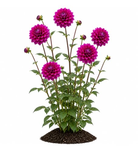 Votaniki Dahlia Le Baron Top Size Tubers Large Decorative Deep Purplish Red Fully Double Flowers Summer to Fall Bloom Plant for Borders Bouquets and Cut Flower Gardens (Pack of 25)