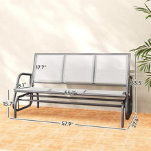 Seeheool Porch Glider Swing with 3 Seats,3-Person Outdoor Patio Glider Bench,Breathable Mesh Fabric, Metal Frame